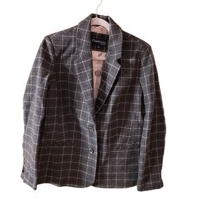 NWOT Chadwicks of Boston Wool Blend Blazer Jacket 14P Gray Pink Lined Business